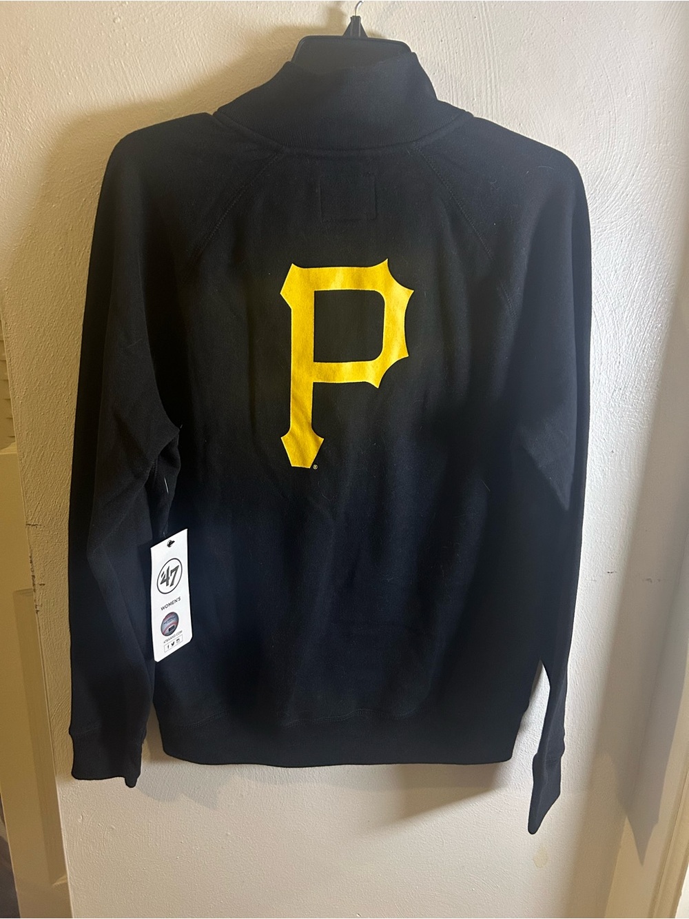 47 Men's Black Turtleneck Sweater with Yellow 'P' Logo